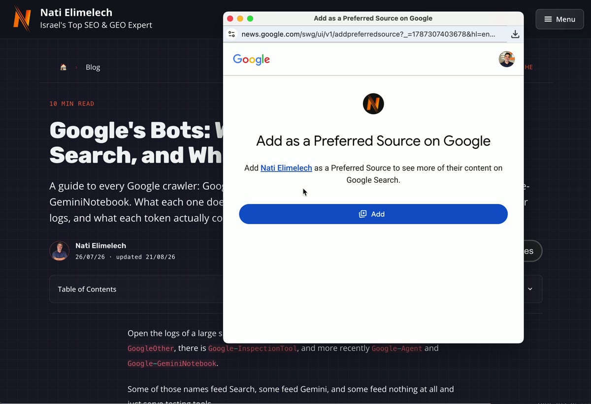 Google's new Preferred Sources button: why content sites should add it now